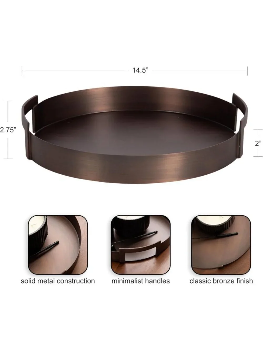 Transitional Metal Round Tray - 15